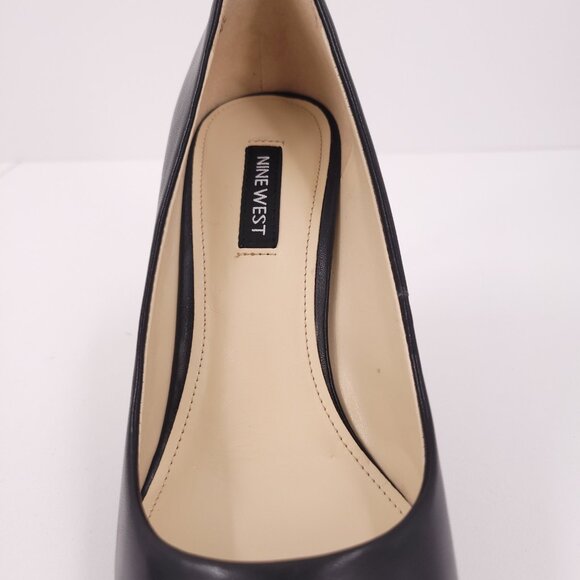 Nine West EZRA Black Leather Heels Stiletto Slip-On Pointy Toe - Picture 10 of 16